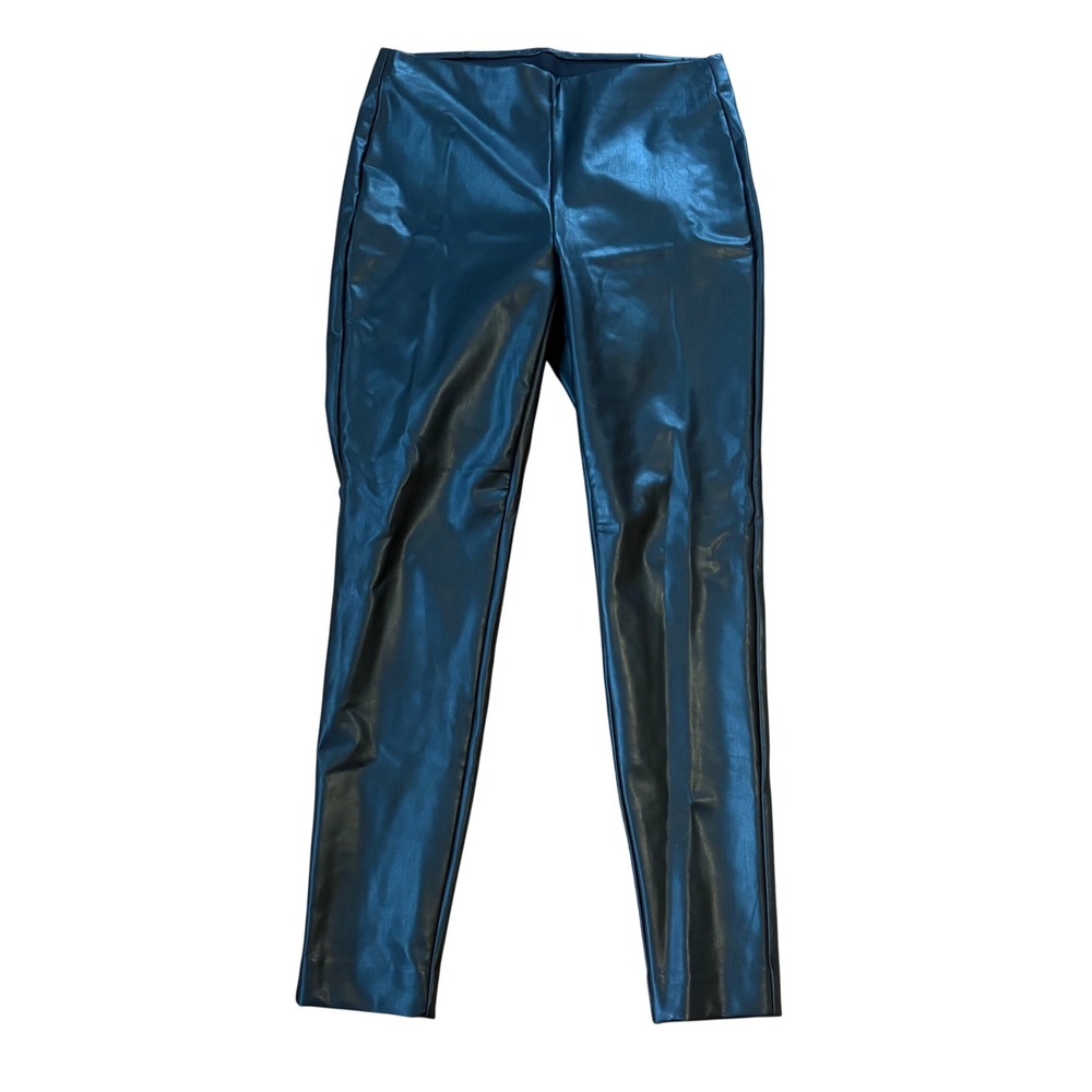 Calvin Klein Black Faux Leather Leggings NWT Slim‎ Fit Pants Medium Minimalist